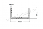 Profil U aluminiu 40x20x2.5 mm 1